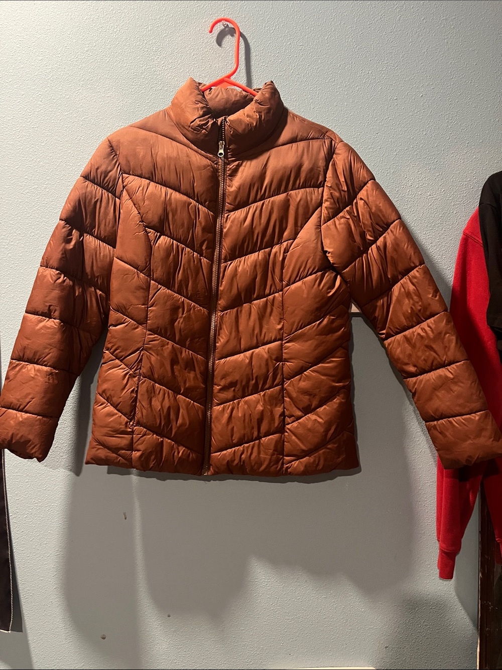 Women's Quilted Puffer Jacket - Rust